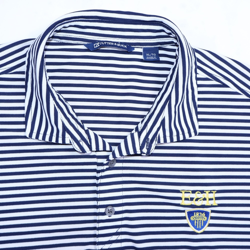 Cutter & Buck Emory & Henry College  Mens XL Navy Blue Stripe Polo